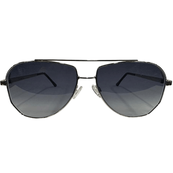 Óculos de sol AC Brazil Aviador Metal Prata Lente Preta Degradê