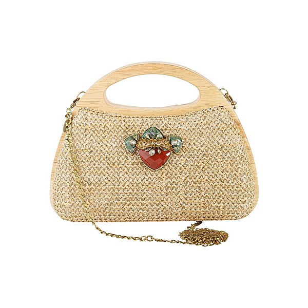 Clutch Camila Klein palha jaspe vermelha