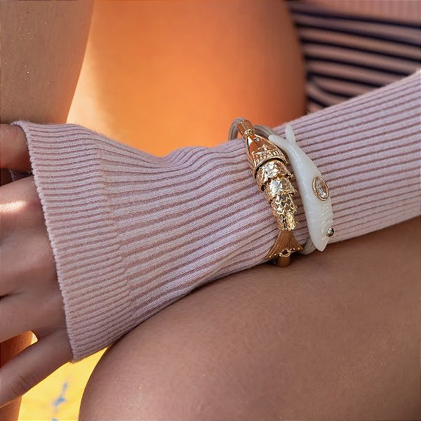 Pulseira Nádia Gimenes corda sardinha ouro semijoia