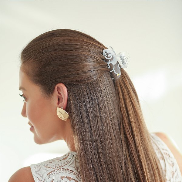 Piranha de cabelo Bianca transparente renda branco 05 003 C