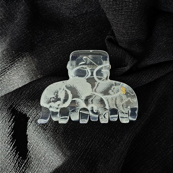 Piranha de cabelo Bianca transparente floral branco 05 003 C