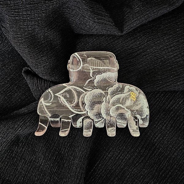 Piranha de cabelo Bianca rosa translúcido floral 05 003 C