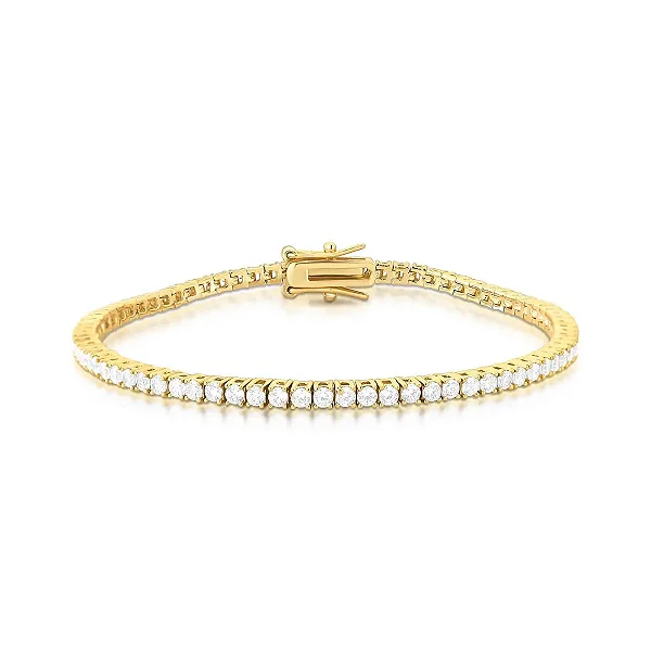 Pulseira riviera cristais redondos ouro semijoia