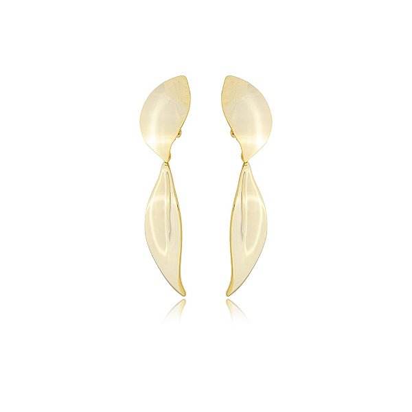 Brinco pressão folha ouro semijoia 7071405