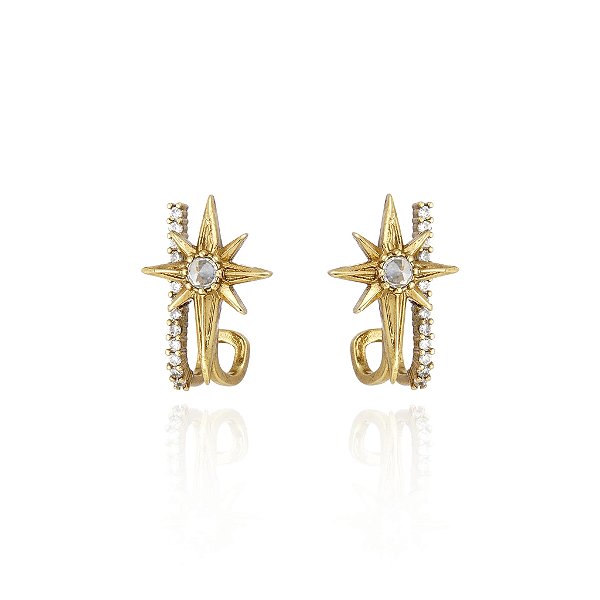 Brinco Claudia Arbex star harley ouro vintage