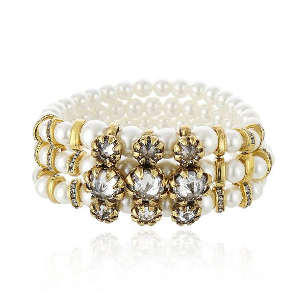 Pulseira Claudia Arbex star harley pérolas ouro vintage