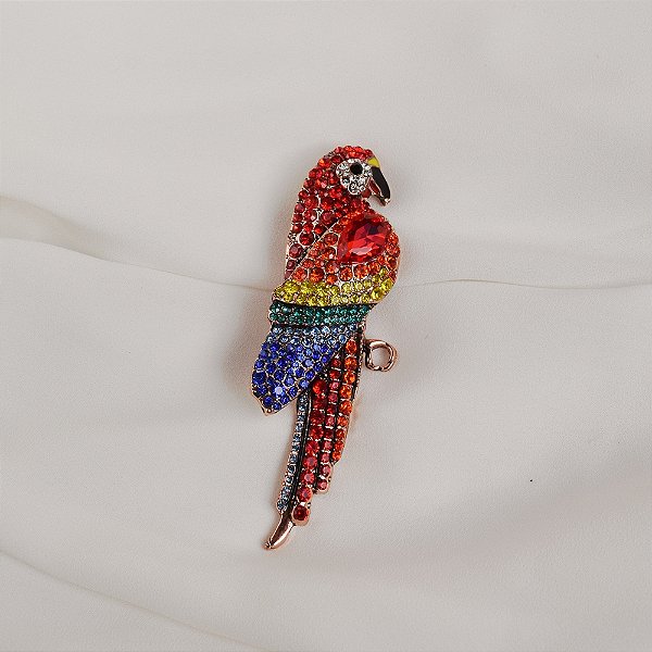 Broche arara cristais coloridos