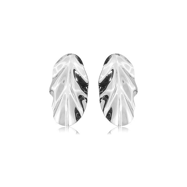 Brinco pressão folha ródio semijoia 6841205