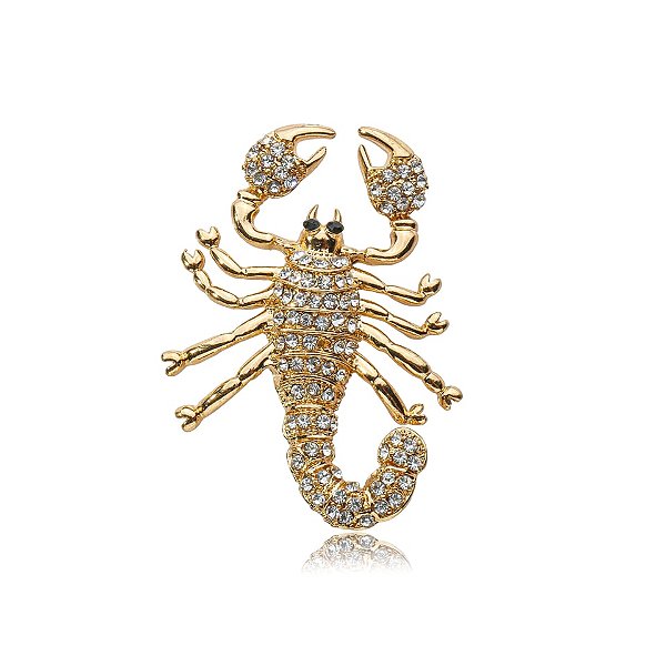 Broche escorpião cristal dourado