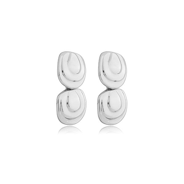 Brinco pressão chapas quadradas ródio semijoia