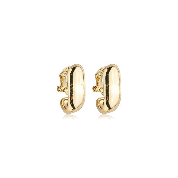 Brinco pressão curvado liso ouro semijoia
