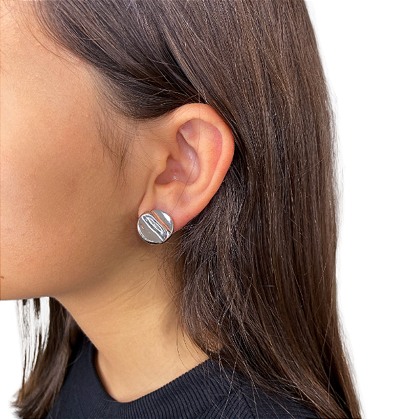 Brinco pressão orgânico ródio semijoia