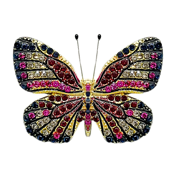 Broche magnético borboleta cristais pink m