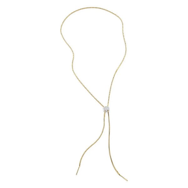 Colar gravata zircônia ouro e ródio semijoia
