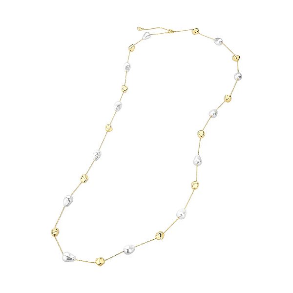 Colar longo pérolas ouro semijoia