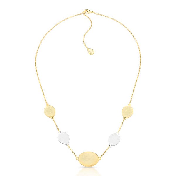 Colar curto mix ouro e ródio fosco semijoia