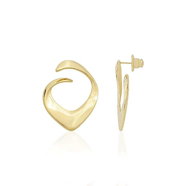 Brinco curvado ouro semijoia