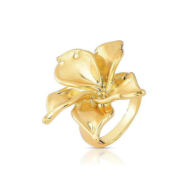 Anel flor ouro fosco semijoia