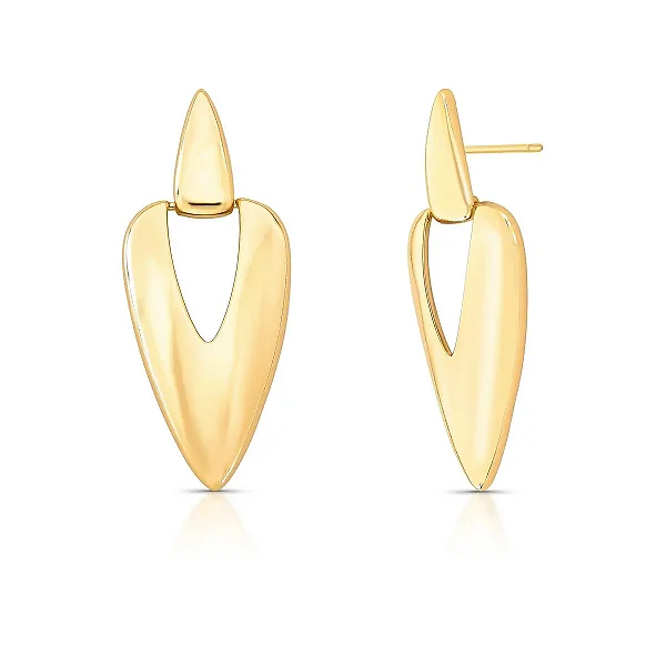 Brinco pêndulo liso ouro semijoia