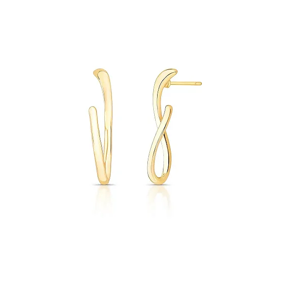 Brinco curvo liso ouro semijoia