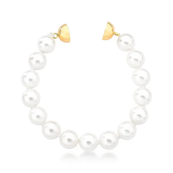 Pulseira pérola shell ouro semijoia