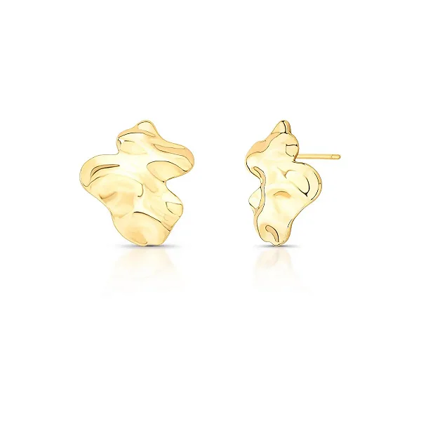 Brinco orgânico ondulado ouro semijoia