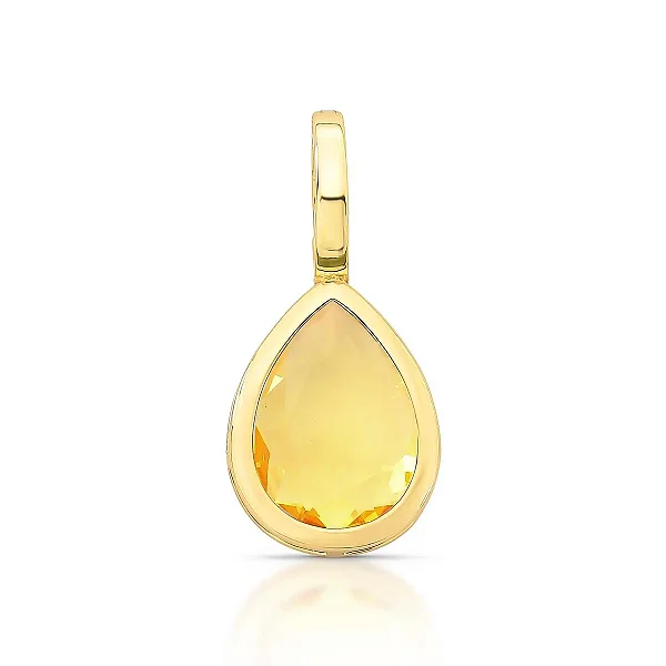Pingente gota cristal amarelo ouro semijoia
