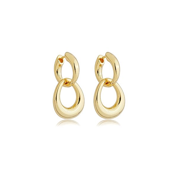 Brinco argolinha 2 em 1 penduricalho ouro semijoia