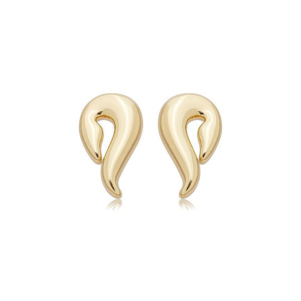 Brinco curvado ouro semijoia