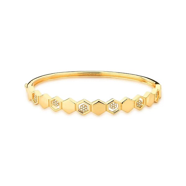 Bracelete colmeia cristal ouro semijoia