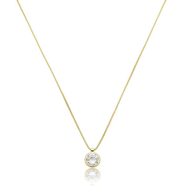 Colar ponto de luz zircônia ouro semijoia