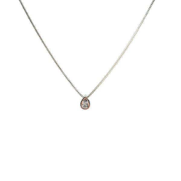 Colar ponto de luz gota zircônia ouro semijoia