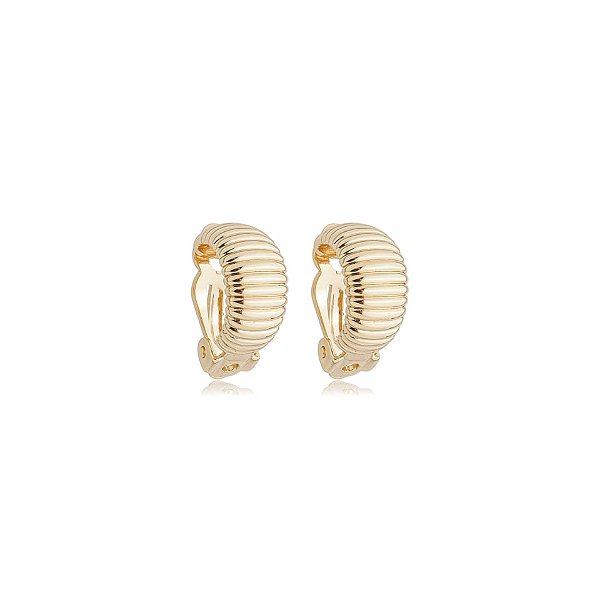 Brinco pressão meia argola texturizado ouro semijoia