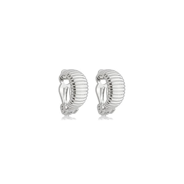 Brinco pressão meia argola texturizado ródio semijoia