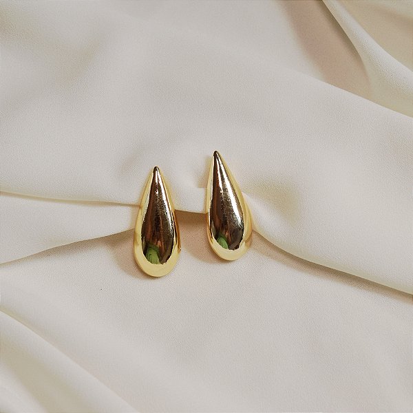 Brinco pressão gota lisa ouro semijoia