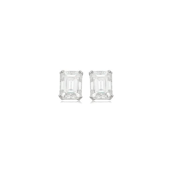 Brinco Elaine Palma retangular glam moissanite prata 925