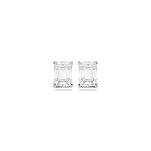 Brinco Elaine Palma retangular glam moissanite prata 925