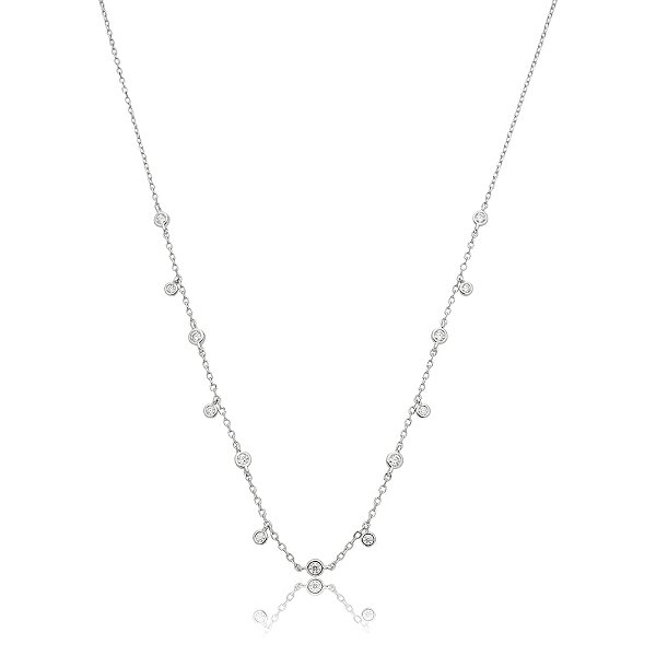 Colar corrente penduricalhos moissanite prata 925