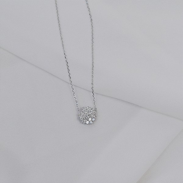 Colar corrente pingente chuveiro moissanite prata 925