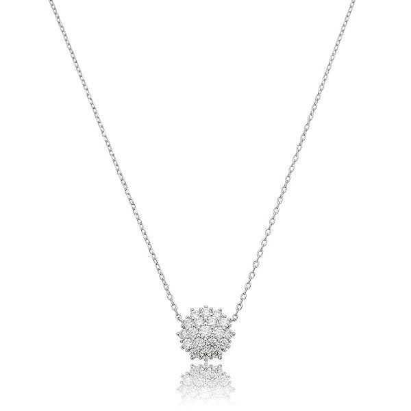 Colar corrente pingente chuveiro moissanite prata 925