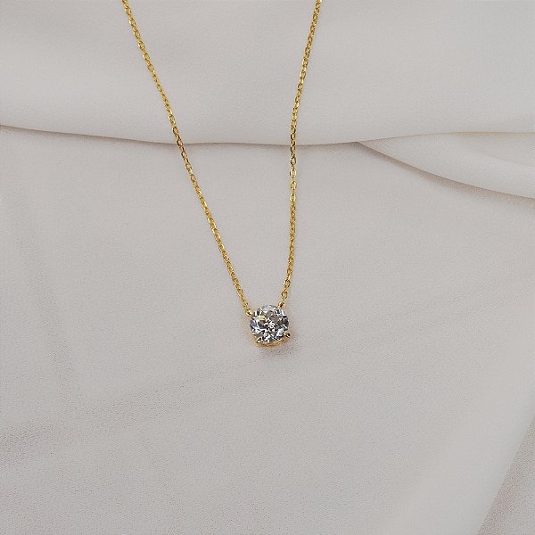 Colar corrente ponto de luz redondo moissanite 8 mm ouro prata 925