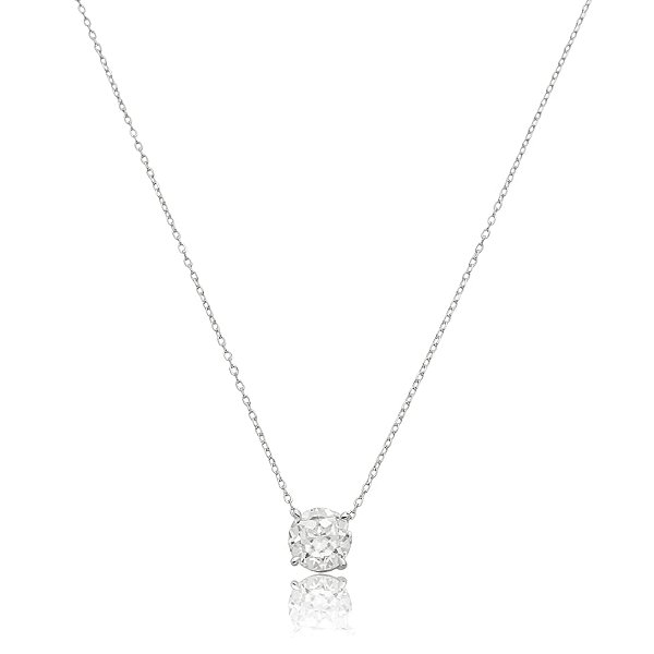 Colar corrente ponto de luz redondo moissanite 10 mm prata 925