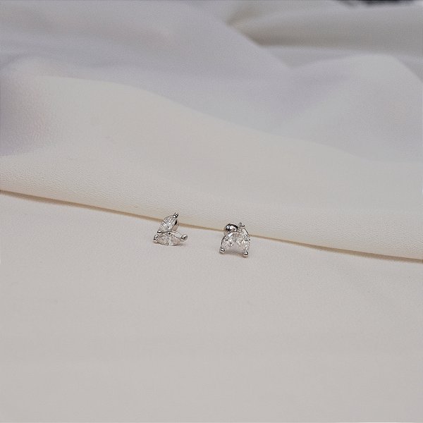 Piercing navetes moissanite prata 925