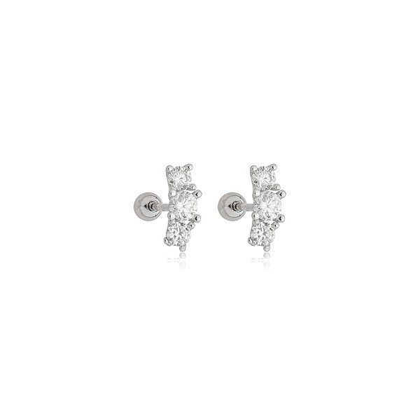 Piercing 3 pedrinhas moissanite prata 925
