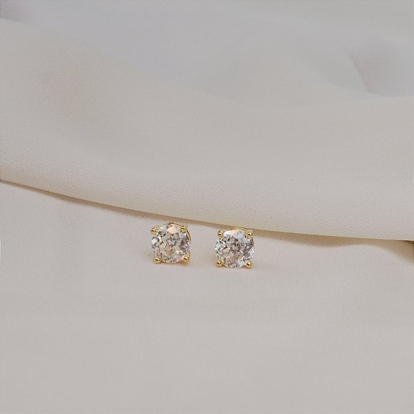 Brinco ponto de luz moissanite 6,5 mm ouro prata 925