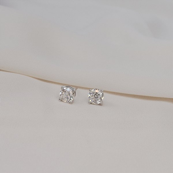 Brinco ponto de luz moissanite 6,5 mm prata 925