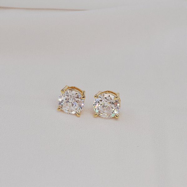 Brinco ponto de luz moissanite 10 mm ouro prata 925
