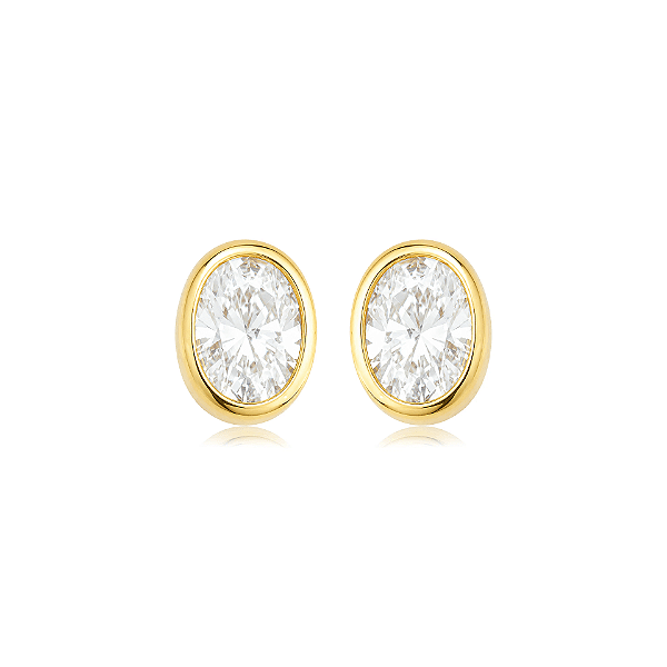 Brinco oval moissanite ouro prata 925