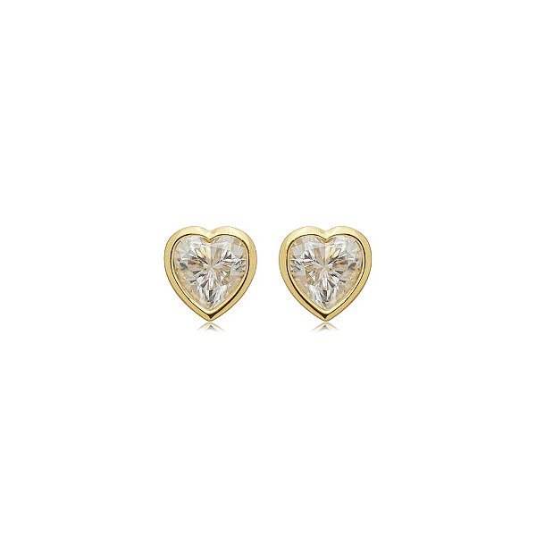 Brinco coração moissanite ouro prata 925