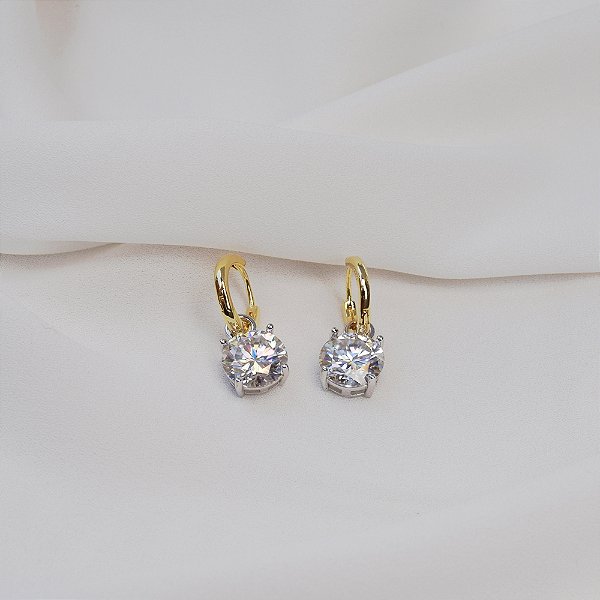 Brinco argolinha penduricalho moissanite prata 925